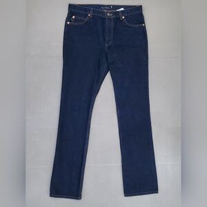 Earl Jeans women's size 31 x 33L mid rise straight leg dark wash 100% Cotton